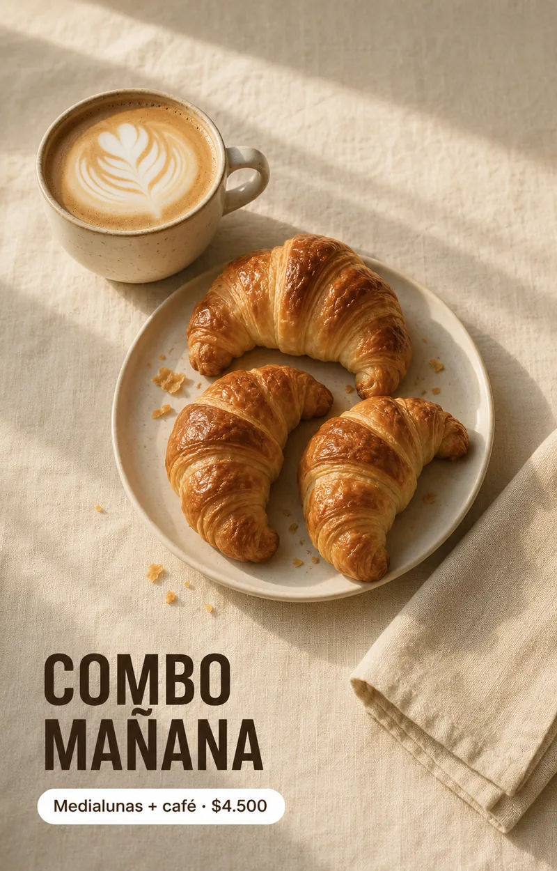 Combo mañana: medialunas más café